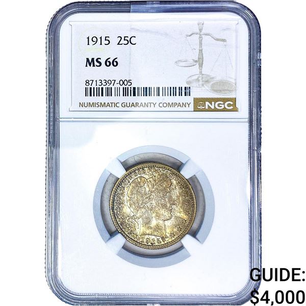 1915 Barber Quarter NGC MS66