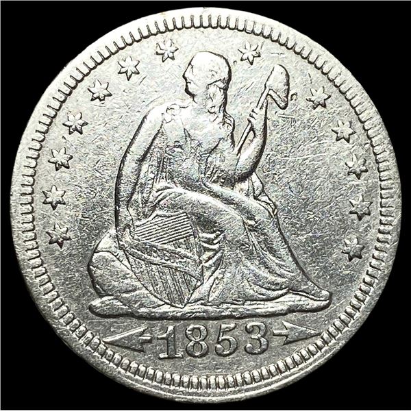 1853 Arrows/Rays Seated Liberty Quarter  NEARLY UNCIRCULATED