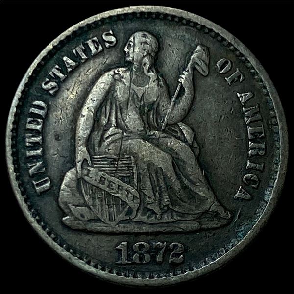 1872 Silver Seated Liberty Half Dime CLOSELY  UNCIRCULATED