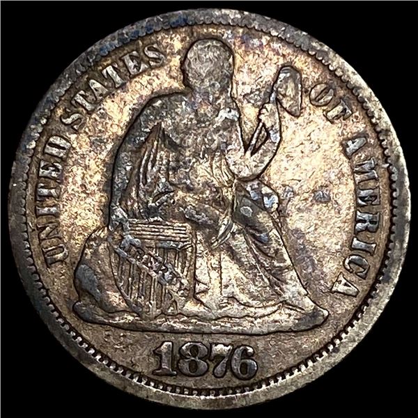 1876 Silver Seated Liberty Dime GEM BU
