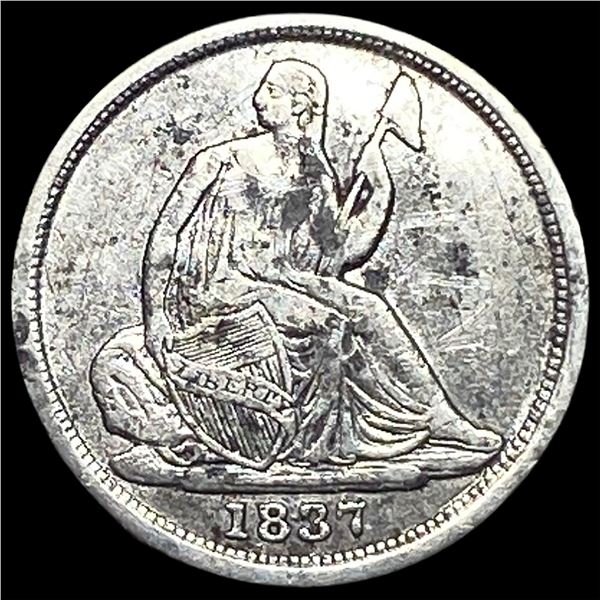 1837 Silver Half Dime (No Stars) NEARLY  UNCIRCULATED