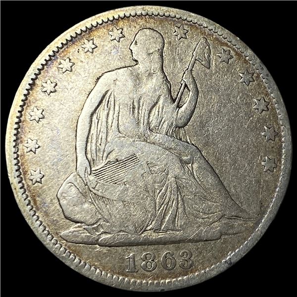 1863 Silver Seated Liberty Half Dollar  LIGHTLY CIRCULATED
