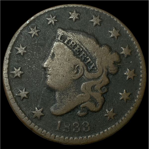 1833 Coronet Head Large Cent NICELY  CIRCULATED
