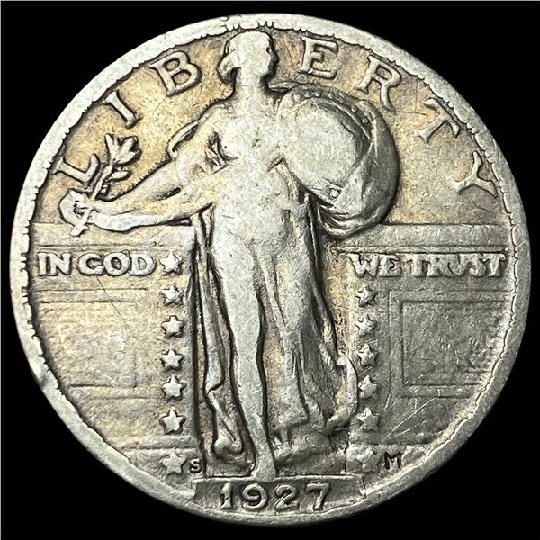 1927-S Silver Standing Liberty Quarter  LIGHTLY CIRCULATED