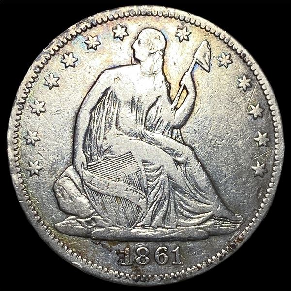 1861 Seated Liberty Half Dollar LIGHTLY  CIRCULATED