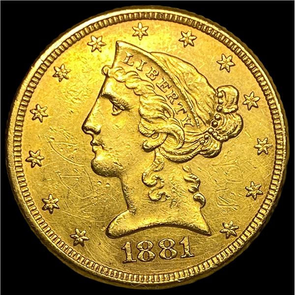 1881 Gold $5 Liberty Head Half Eagle  UNCIRCULATED