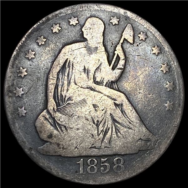 1858-O Silver Seated Liberty Half Dollar  NICELY CIRCULATED
