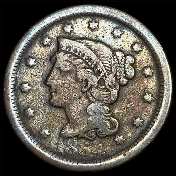 1854 Braided Hair Large Cent LIGHTLY  CIRCULATED