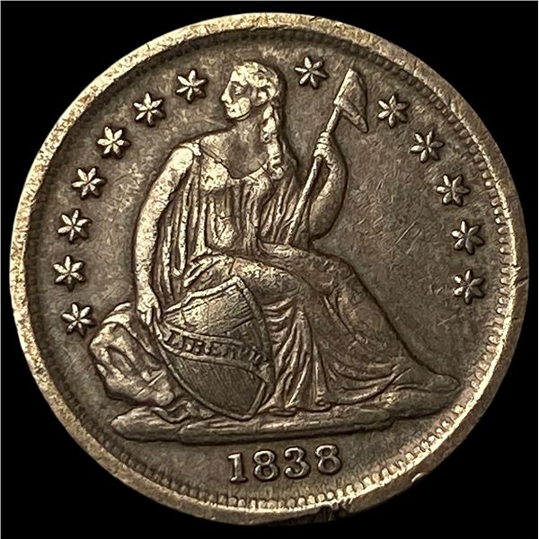 1838 Silver Seated Liberty Dime NEARLY  UNCIRCULATED