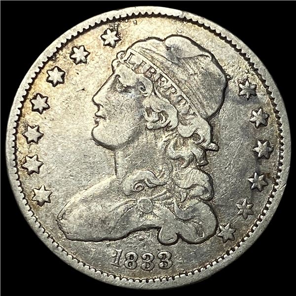 1833 Silver Capped Bust Quarter LIGHTLY  CIRCULATED