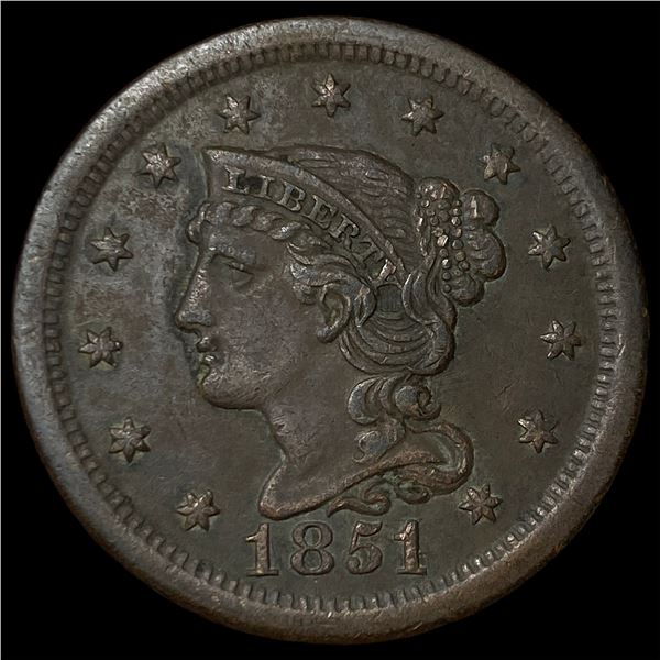 1851 Braided Hair Large Cent HIGH GRADE