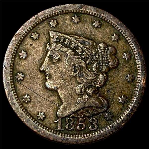 1853 Braided Hair Half Cent LIGHTLY  CIRCULATED