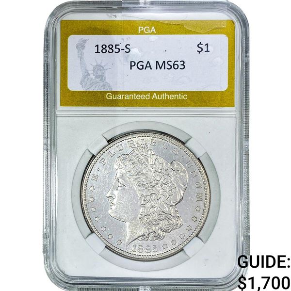 1885-S Morgan Silver Dollar PGA MS63