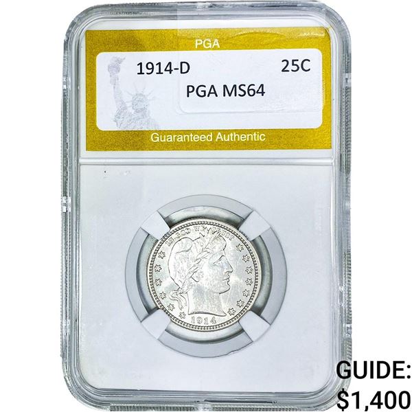 1914-D Barber Quarter PGA MS64