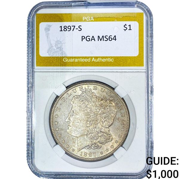 1897-S Morgan Silver Dollar PGA MS64