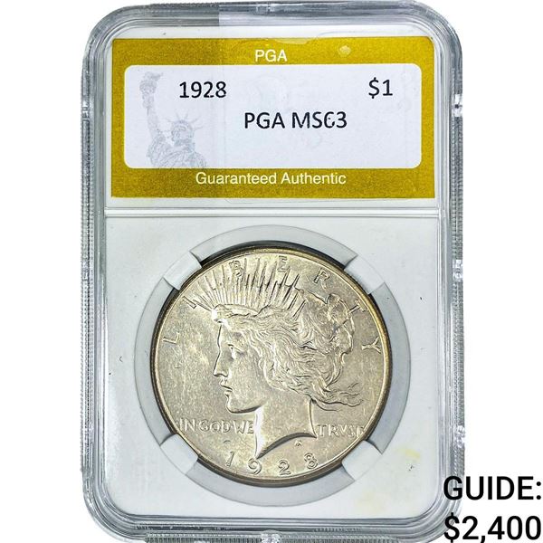 1928 Silver Peace Dollar PGA MS63