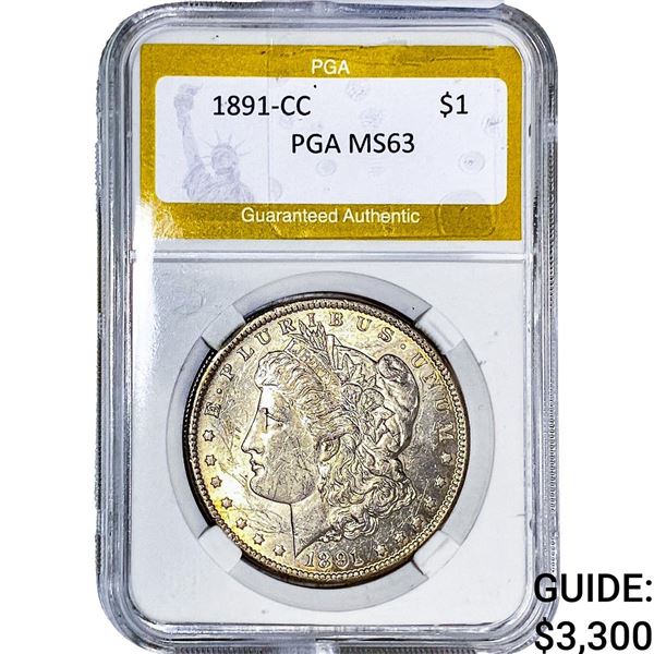 1891-CC Morgan Silver Dollar PGA MS63