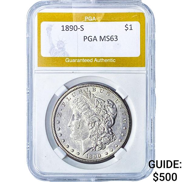 1890-S Morgan Silver Dollar PGA MS63