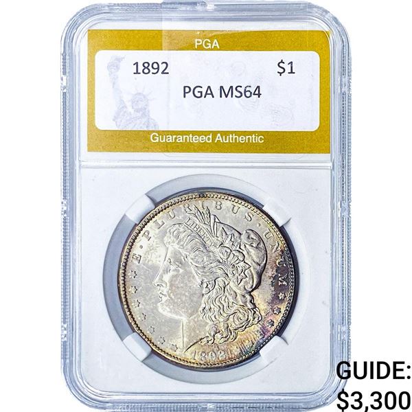 1892 Morgan Silver Dollar PGA MS64