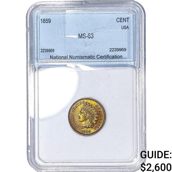 1859 Indian Head Cent NNC MS63