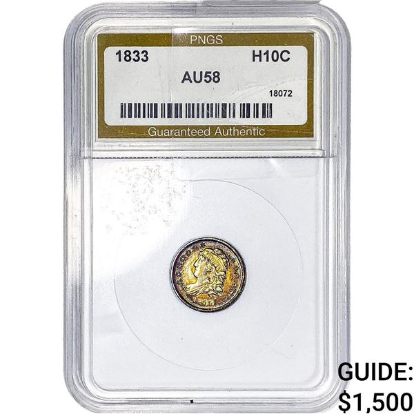1833 Capped Bust Half Dime PNGS AU58
