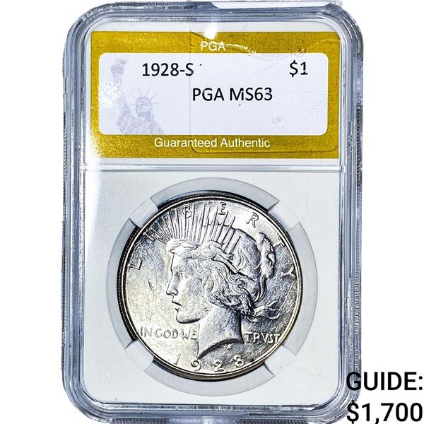 1928-S Silver Peace Dollar PGA MS63