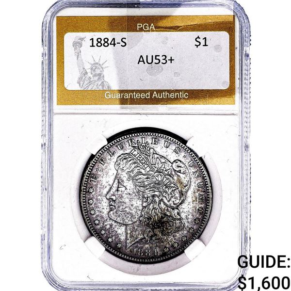 1884-S Morgan Silver Dollar PGA AU53+