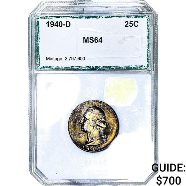 1940-D Washington Silver Quarter PCI MS64