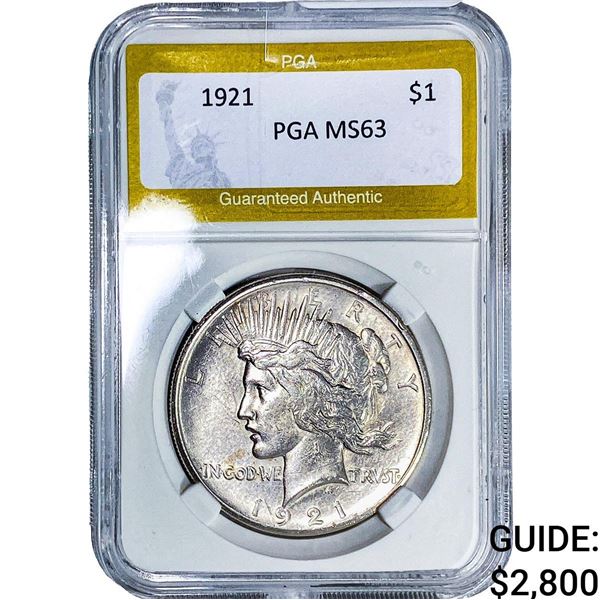 1921 Silver Peace Dollar PGA MS63