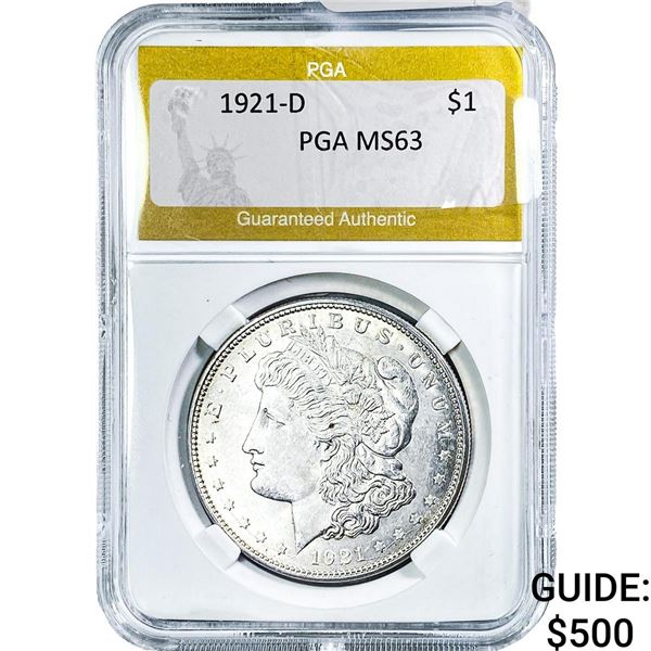 1921-D Morgan Silver Dollar PGA MS63