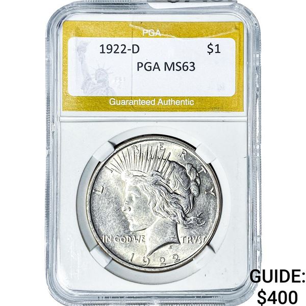 1922-D Silver Peace Dollar PGA MS63