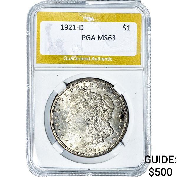 1921-D Morgan Silver Dollar PGA MS63