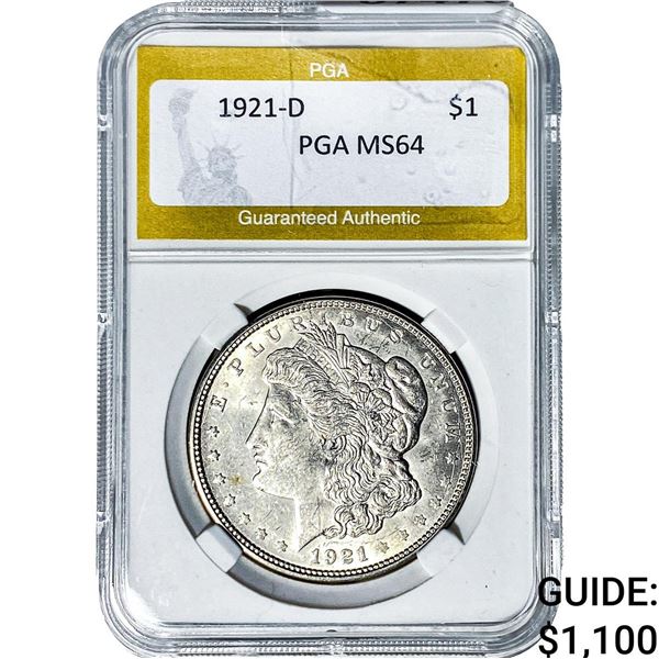 1921-D Morgan Silver Dollar PGA MS64