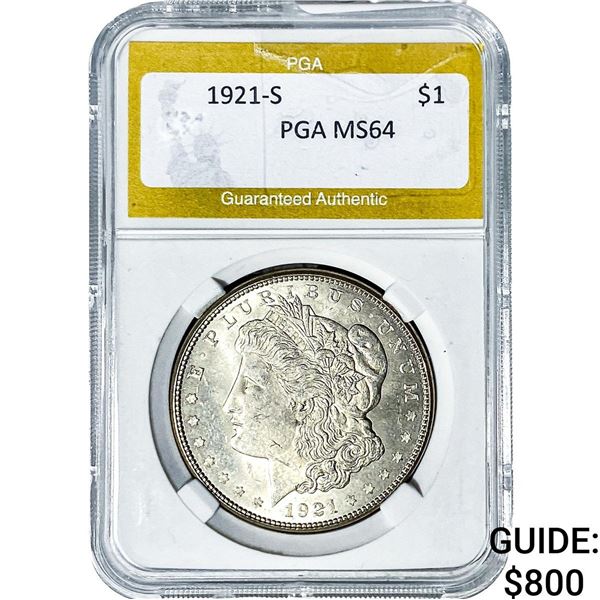 1921-S Morgan Silver Dollar PGA MS64