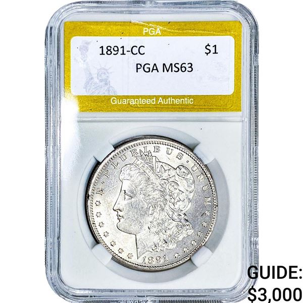 1891-CC Morgan Silver Dollar PGA MS63