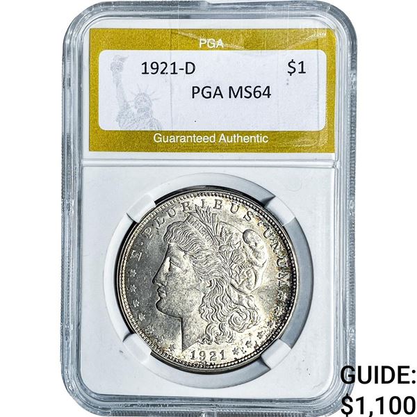 1921-D Morgan Silver Dollar PGA MS64