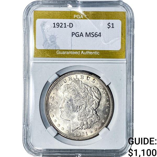 1921-D Morgan Silver Dollar PGA MS64