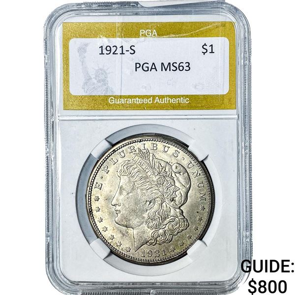 1921-S Morgan Silver Dollar PGA MS64