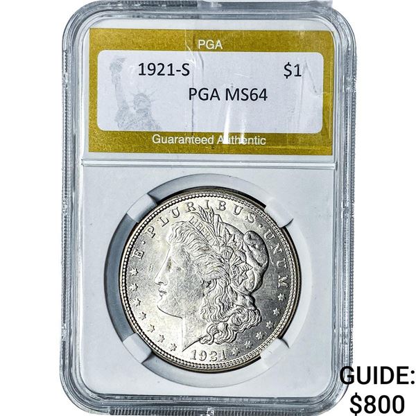 1921-S Morgan Silver Dollar PGA MS64