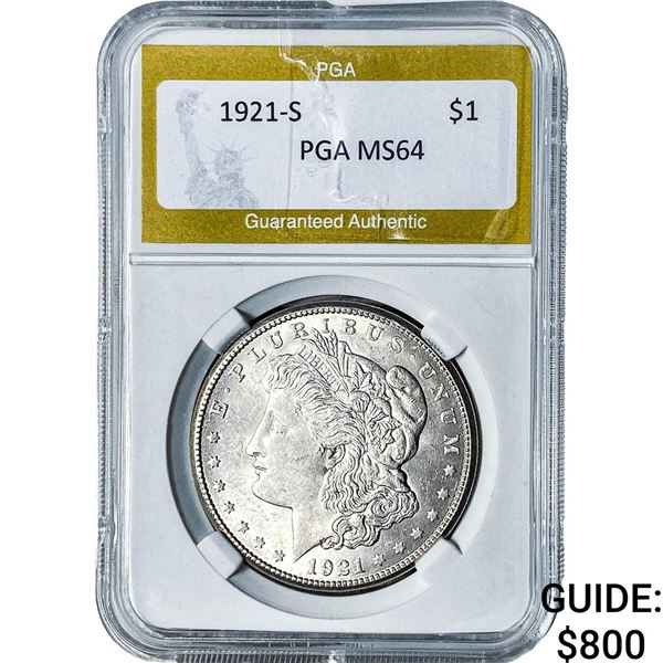 1921-S Morgan Silver Dollar PGA MS64