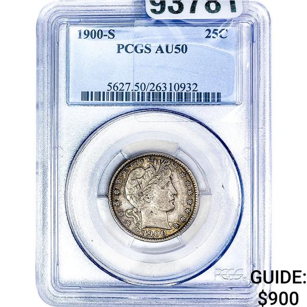1900-S Barber Quarter PCGS AU50