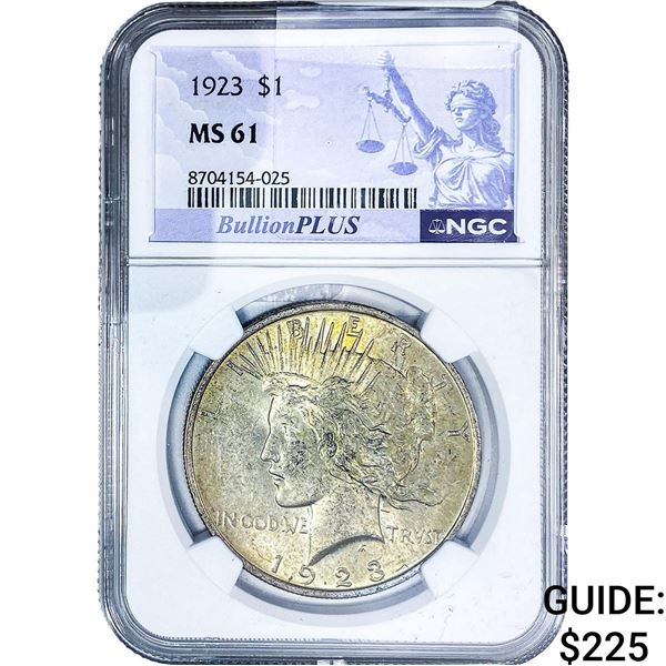 1923 Silver Peace Dollar NGC MS61