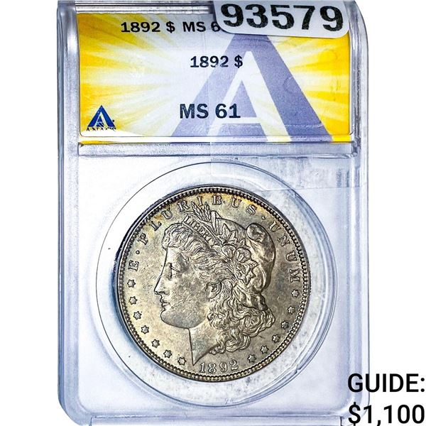 1892 Morgan Silver Dollar ANACS MS61