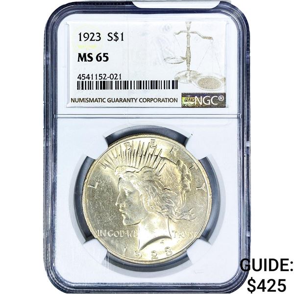 1923 Silver Peace Dollar NGC MS65