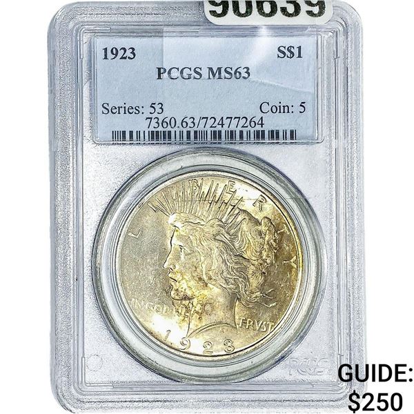 1923 Silver Peace Dollar PCGS MS63