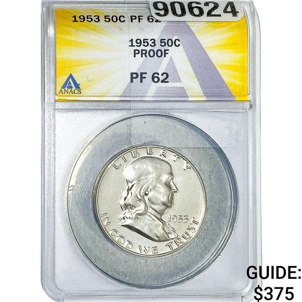 1953 Franklin Half Dollar ANACS PF62
