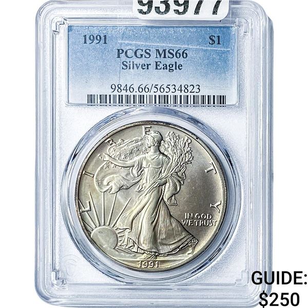 1991 Silver Eagle PCGS MS66