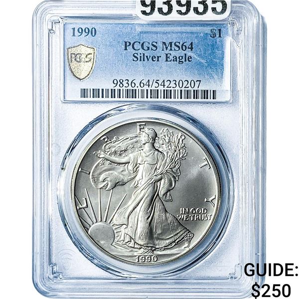 1990 Silver Eagle PCGS MS64
