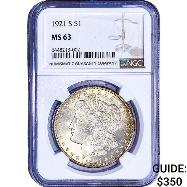 1921 Morgan Silver Dollar NGC MS63