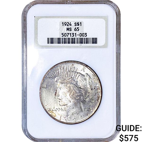 1924 Silver Peace Dollar NGC MS65